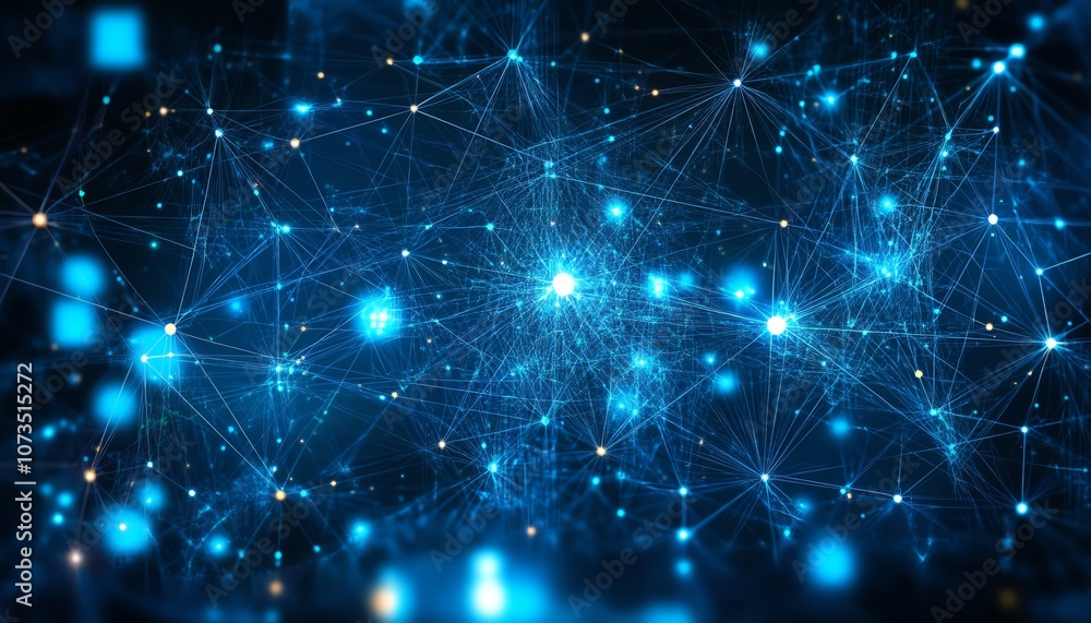 Poster abstract representation of a digital network with people icons on a blue backdrop, depicting the pow