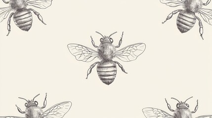 Bees Sketch Pattern