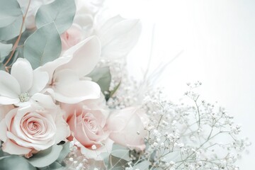 Highly Detailed Watercolor-Style Floral Bouquet on White Background