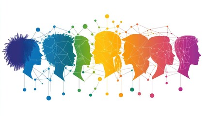 Fototapeta premium Diverse Professionals Silhouettes with Connection Elements