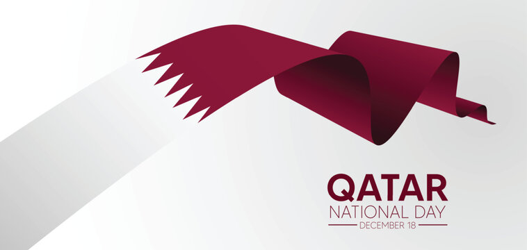 Qatar national day waving flag ribbon vector poster - Powered by Adobe