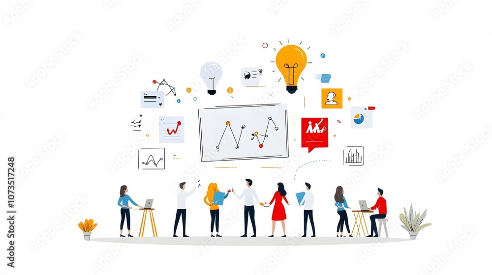 Leinwandbilder of a collaborative business brainstorming session with a team of men and women working together to s