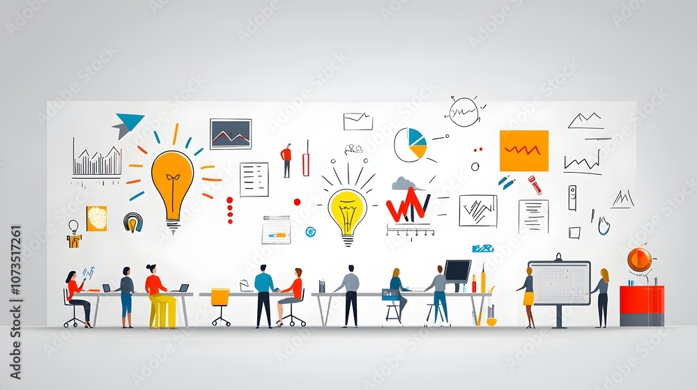 Aufkleber of a diverse team of business professionals brainstorming and collaborating on new ideas solutions a