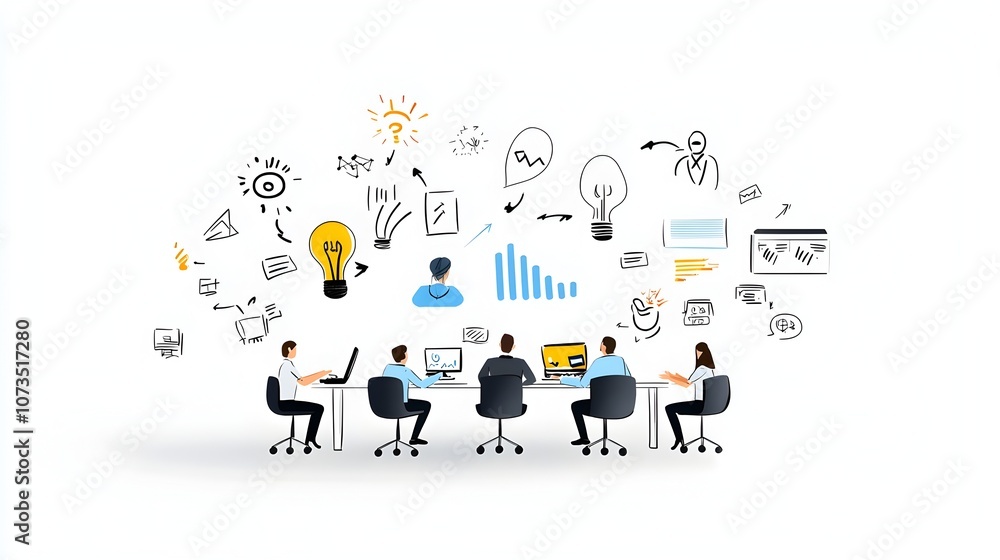 Leinwandbilder of a diverse business team collaborating and brainstorming new ideas for innovative solutions on a w
