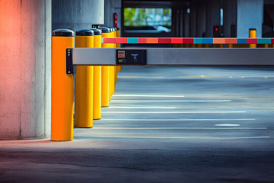 car park barrier with recoding CCTV camera, automatic entry system.