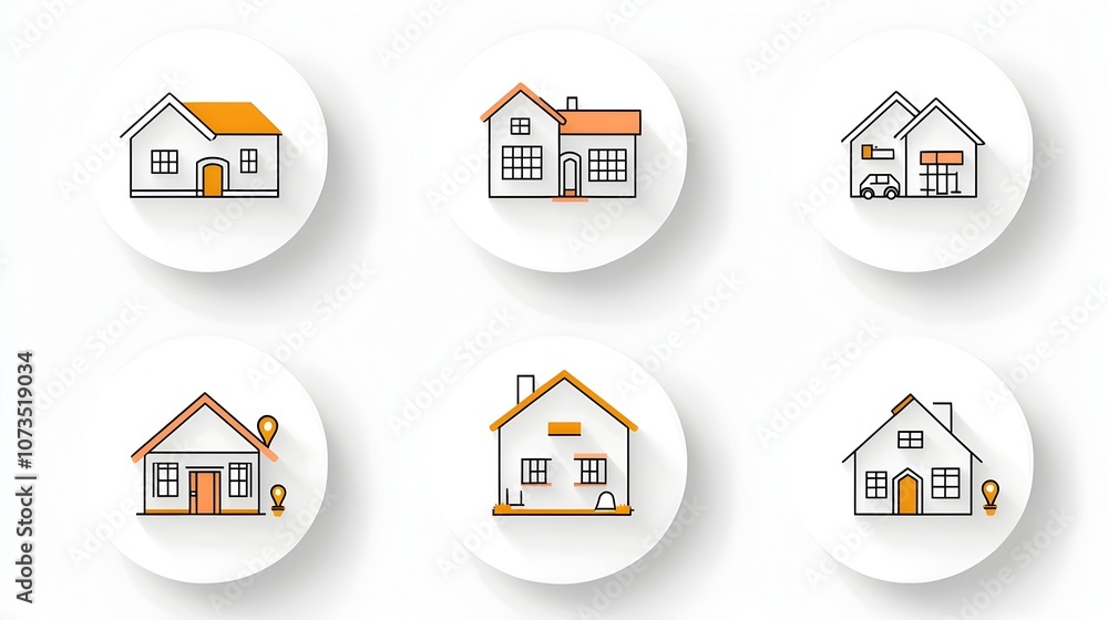 Aufkleber comprehensive set of sleek and minimalist line icons for real estate showcasing a wide range of prop