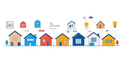 Fototapeta premium This comprehensive set of line icons covers a wide range of real estate related elements including property listings home appraisal construction details and more