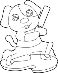 Dog Cricket Cricket bat Animal Vector Graphic Art Illustration