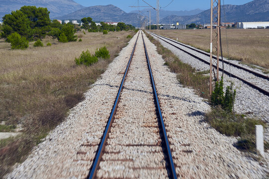 railroad path view from train