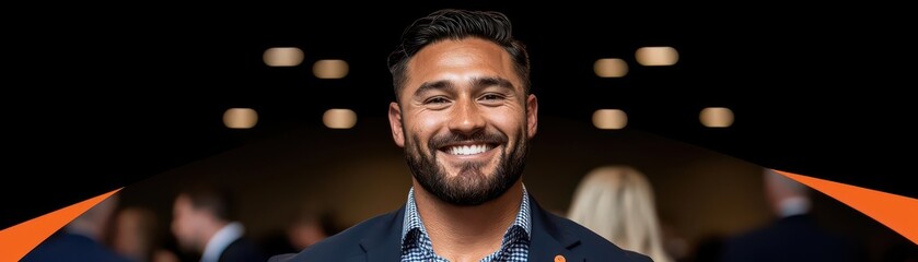 Fototapeta premium Entrepreneur at a networking event, discussing potential collaborations and new opportunities, Entrepreneur networking for opportunities, Engaging and forward-thinking