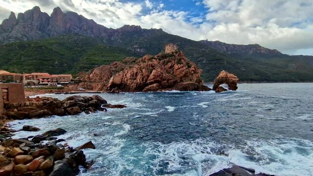 scenic nature and landmarks of Corsica Island, scenic view of Porto Ota. France
