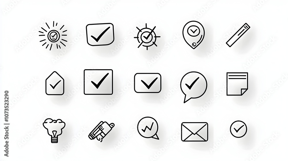 Poster Set of Linear Icons Representing Customer Satisfaction and Feedback with Like Dislike and Review Symbols on White Background