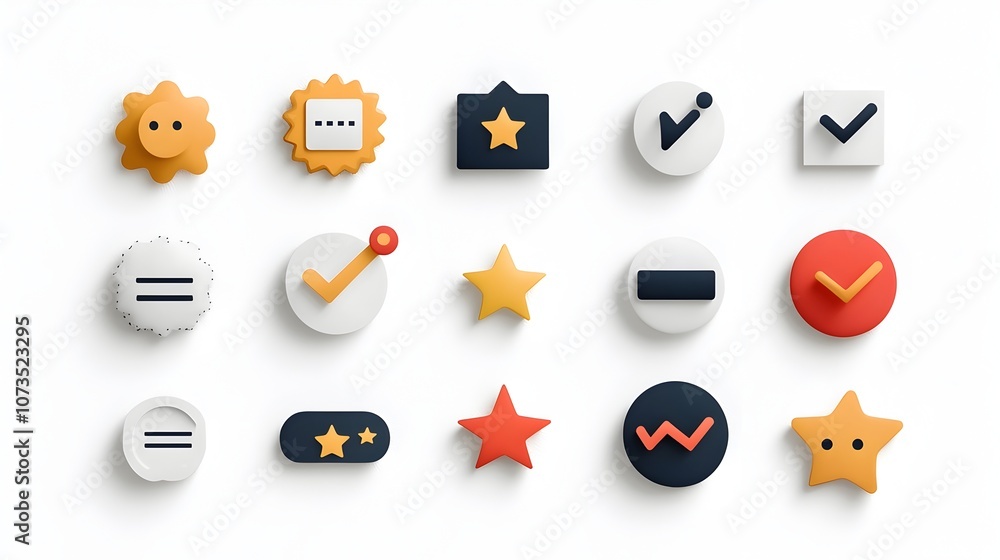 Aufkleber Set of modern minimalist icons representing customer satisfaction levels star ratings and feedback evaluation metrics  Clean simple design suitable for user interface experience analytics