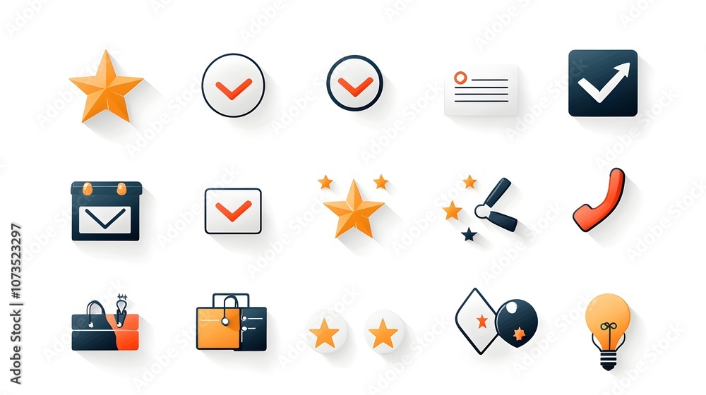 Poster Set of minimalist icons representing customer satisfaction levels star ratings and feedback metrics for business services user experiences and data analytics