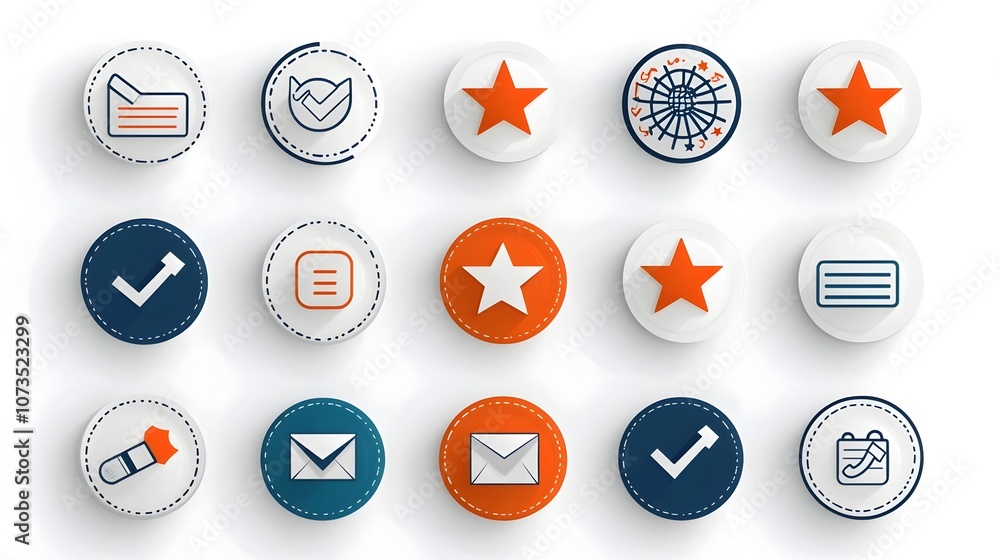 Aufkleber Minimalist icons representing customer satisfaction levels and star ratings  This set of abstract graphic design elements can be used for infographics user interfaces
