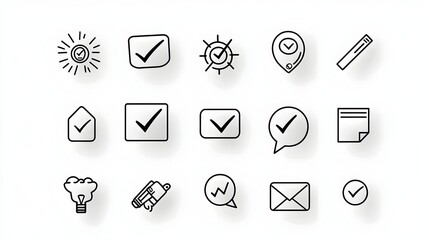 Set of Linear Icons Representing Customer Satisfaction and Feedback with Like Dislike and Review Symbols on White Background