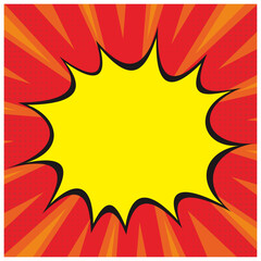 Comic element of splash with centered effect of sharp arrow, halftone dot point, and text box. Vector illustration.