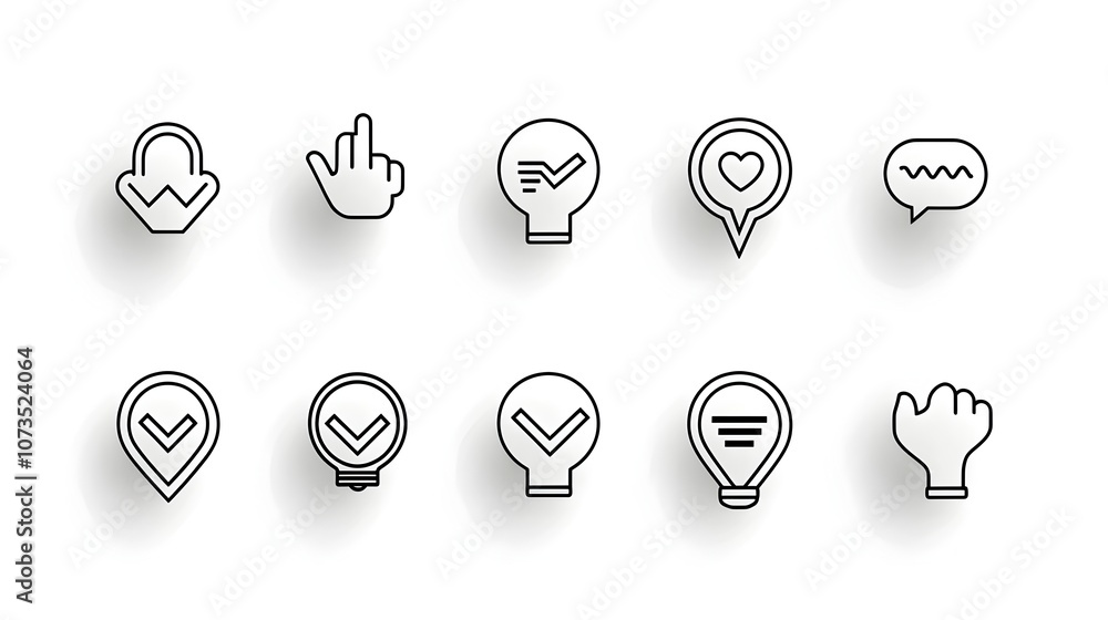 Poster Set of customer satisfaction outline style icons including like dislike and testimonial symbols representing feedback rating review and user experience concepts for business