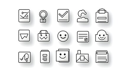 Collection of line icons for client feedback with rating scale happy face and review forms  set of symbols for user experience satisfaction evaluation and business analytics