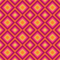 Obraz premium Seamless print pattern with squares colorful multicolor retro style background 60s vector illustration simple wallpaper art decor design geometric