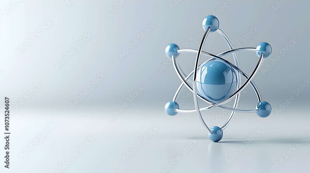 Poster A high definition digital showcasing an elegant and minimalist atomic structure featuring soft lighting and a clean modern aesthetic that is perfect for technology related visuals and design projects