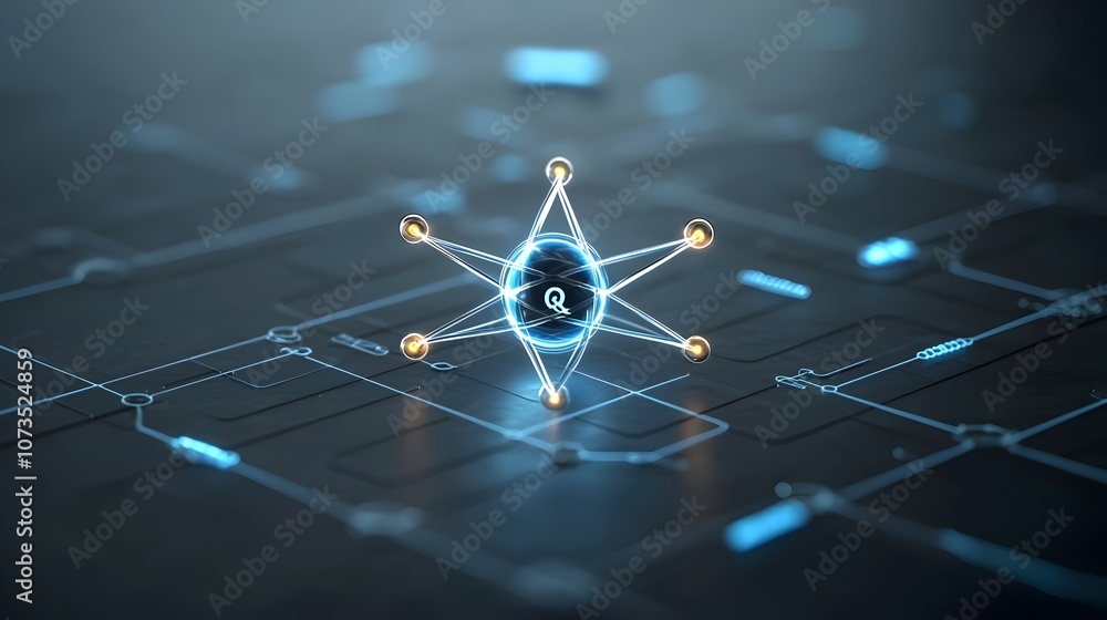 Aufkleber captivating 3d atomic structure with glowing neon electron paths and a radiant central core showcasi