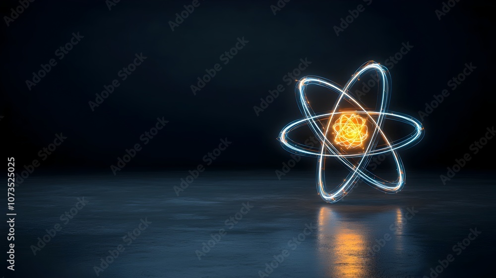 Aufkleber visually striking atomic model with bright colorful energy rings surrounding a vibrant nucleus set a
