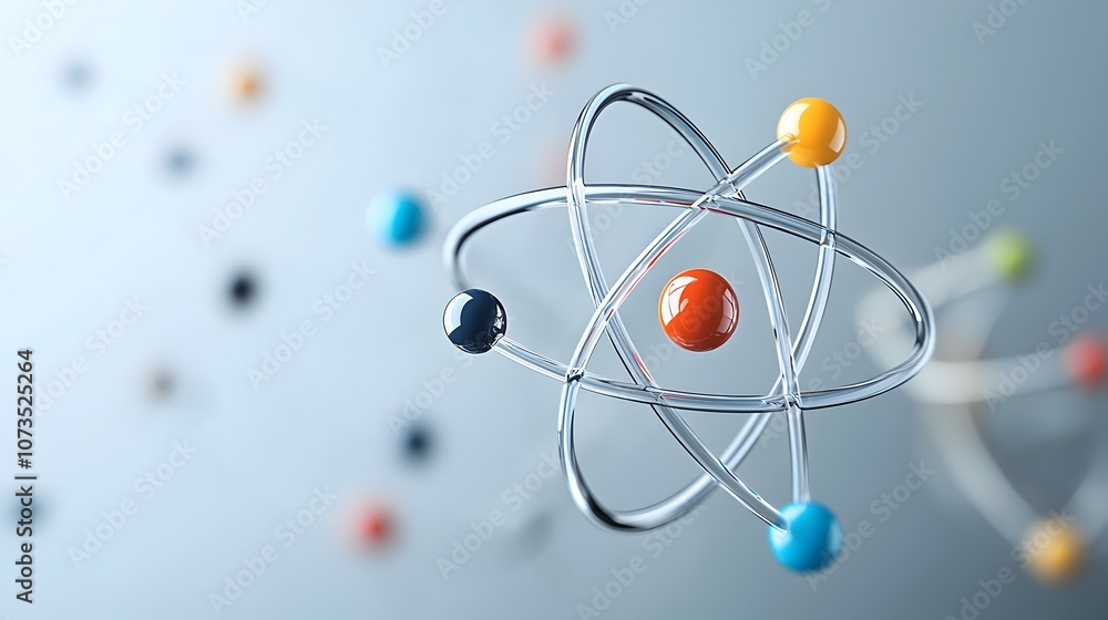 Aufkleber A visually striking and meticulously detailed close up of an atom showcasing its intricate subatomic structure with vibrant colorful orbits surrounding the nucleus