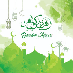 Ramadan kareem islamic calligraphic template design