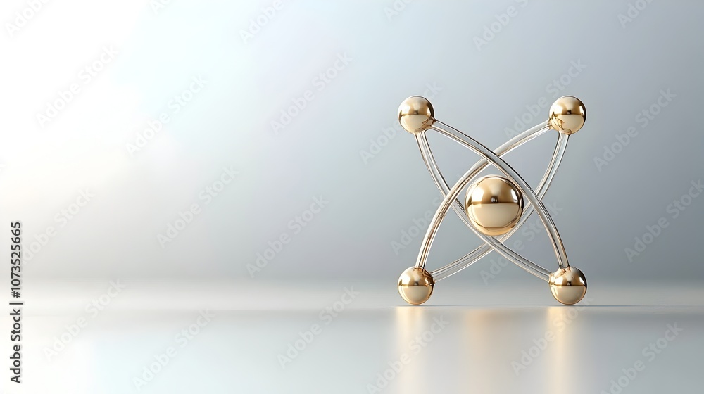 Aufkleber elegant and minimalist atom design with radiant particles on a bright clear background emphasizing s