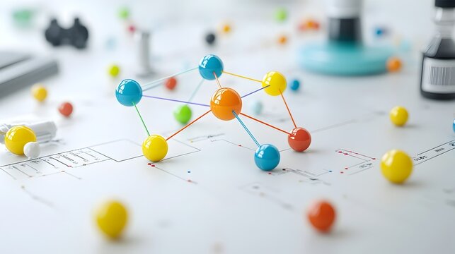 Vivid and Dynamic Atomic Model Featuring Colorful Pathways for Electrons Set Against a Clean White Background Showcasing the Intricate Structure and Flow of Subatomic Particles