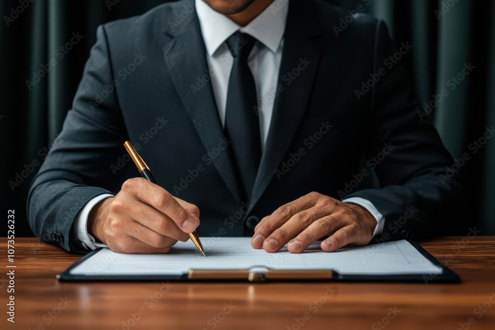 Poster close-up of a professional checking off items on a disciplined daily task list, professional with da