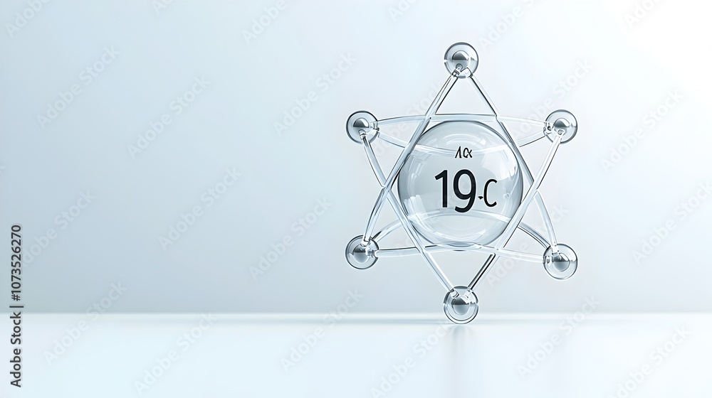 Poster Stunning transparent 3D depicting the intricate internal structure and arrangement of atomic particles such as electrons neutrons and protons within a crystal clear atom model