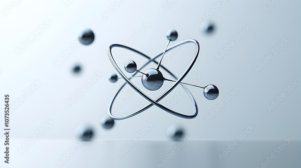 Aufkleber Captivating Close up 3D of an Atom s Nucleus and Orbiting Electrons Set Against a Minimalist Background Showcasing the Intricate Details of this Fundamental Building Block of Matter