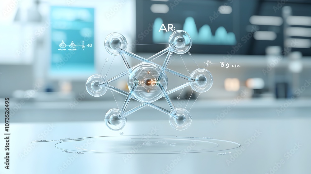 Poster and highly detailed 3D atomic model showcasing the internal structure of an atom with clearly visible layered orbits surrounding a distinct nucleus