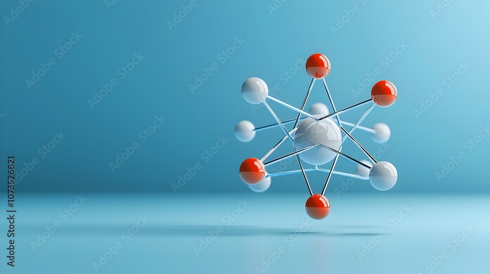 Aufkleber Sleek and modern 3D of an atom structure with clearly defined protons neutrons and electron paths in a sharp polished geometric design