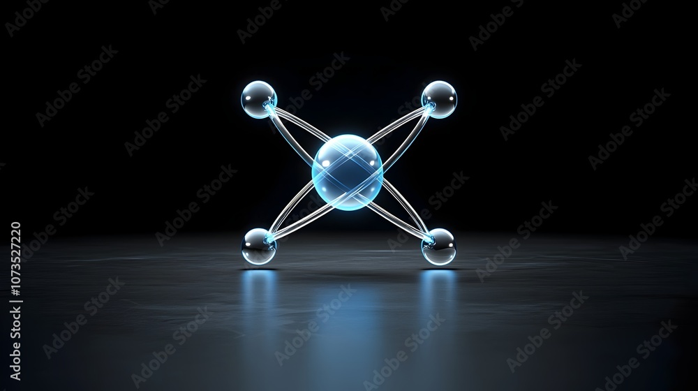 Aufkleber Mesmerizing 3D showcasing the intricate structure of an atom with a vibrant nucleus surrounded by elegantly orbiting electrons creating a visually stunning and scientifically accurate representation