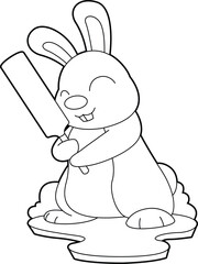Rabbit Cricket Cricket bat Animal Vector Graphic Art Illustration
