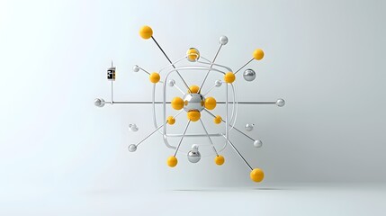 Revealing the Intricate Atomic Structure in a Modern Architectural Design A 3D cross section showcasing the arrangement of protons neutrons and distinct electron paths within a sleek