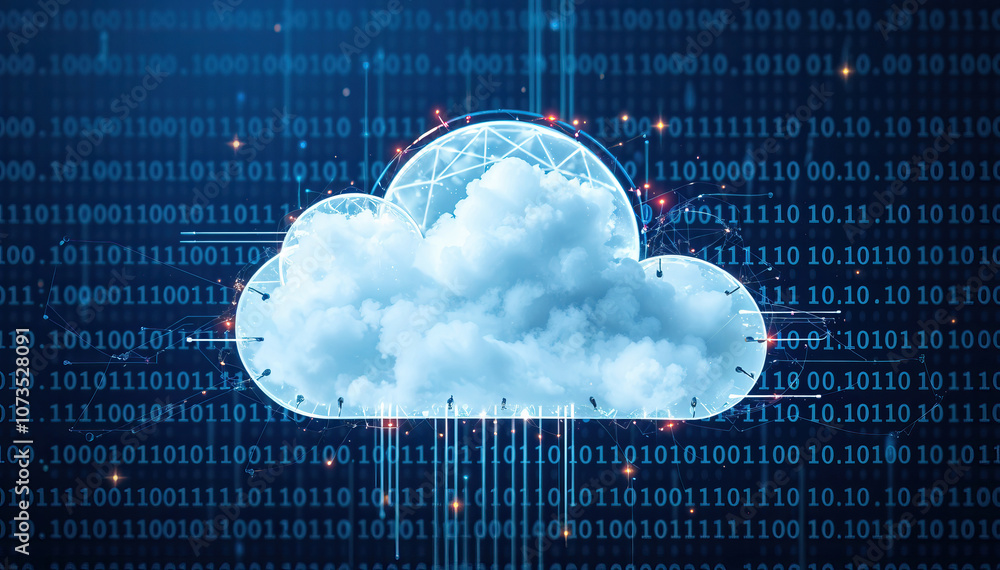 Leinwandbilder cloud icon with binary code background cloud computing data storage technology