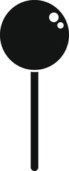 Simple black lollipop with stick and round candy part with bubbles