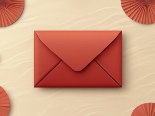 Advertisement template featuring elegant red envelopes with blank spaces for custom text and logos