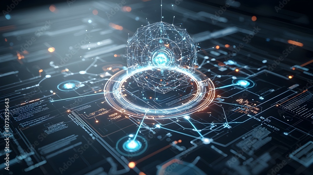 Leinwandbilder Visually striking 3D of an atom with glowing network connections and virtual effects embodying the concepts of future science technology and innovation