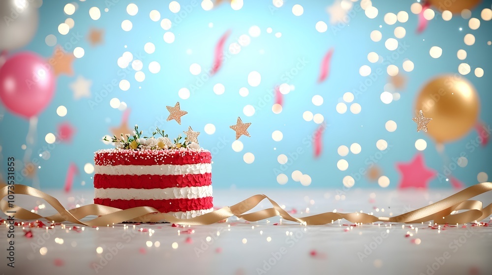 Aufkleber sophisticated red and gold ceremony background with sparkling stars elegant ribbons and gentle light