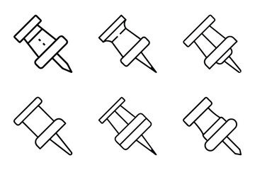 Push pin icon set in vector art