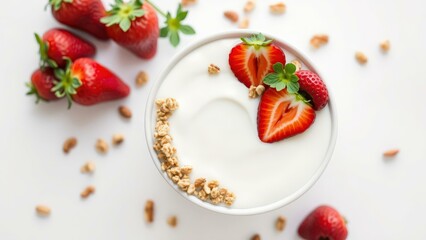 Delightful Strawberry Yogurt Parfait with Granola: Perfect for Breakfast or Snack, Refreshing and Nutritious Treat