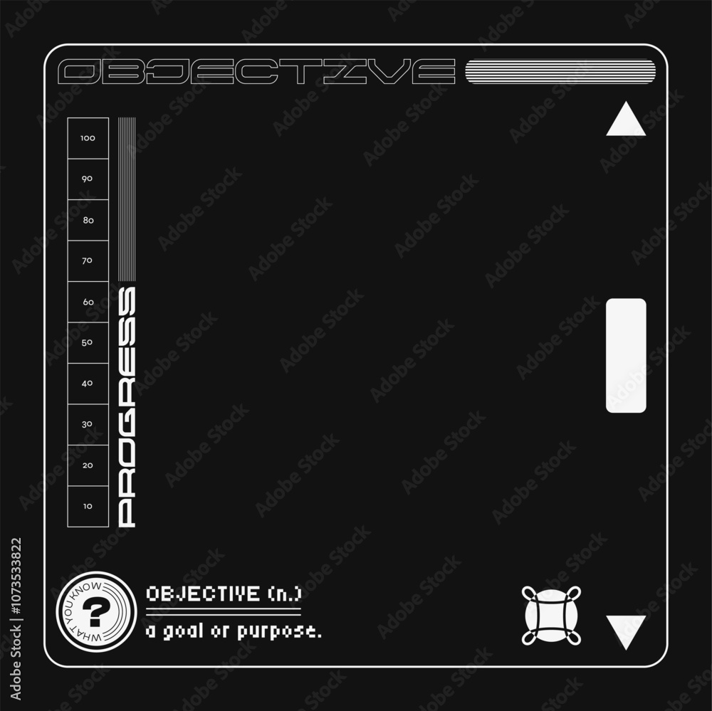 Poster abstract black and white frame template background of futuristic interface dialog with typography of