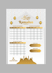 Ramadan kareem calendar template  design