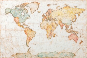 Artistic Representation of the World Map Showcasing Geographic Diversity and Historical Context