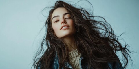 Naklejka premium Woman with Wind Blowing Hair